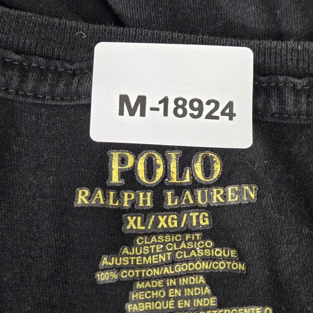 Polo Ralph Lauren Men Shirt XL Black Embroidered Logo Classic Short Sleeve READ